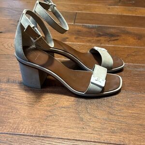 Tory Burch Beige Block Heel Sandals